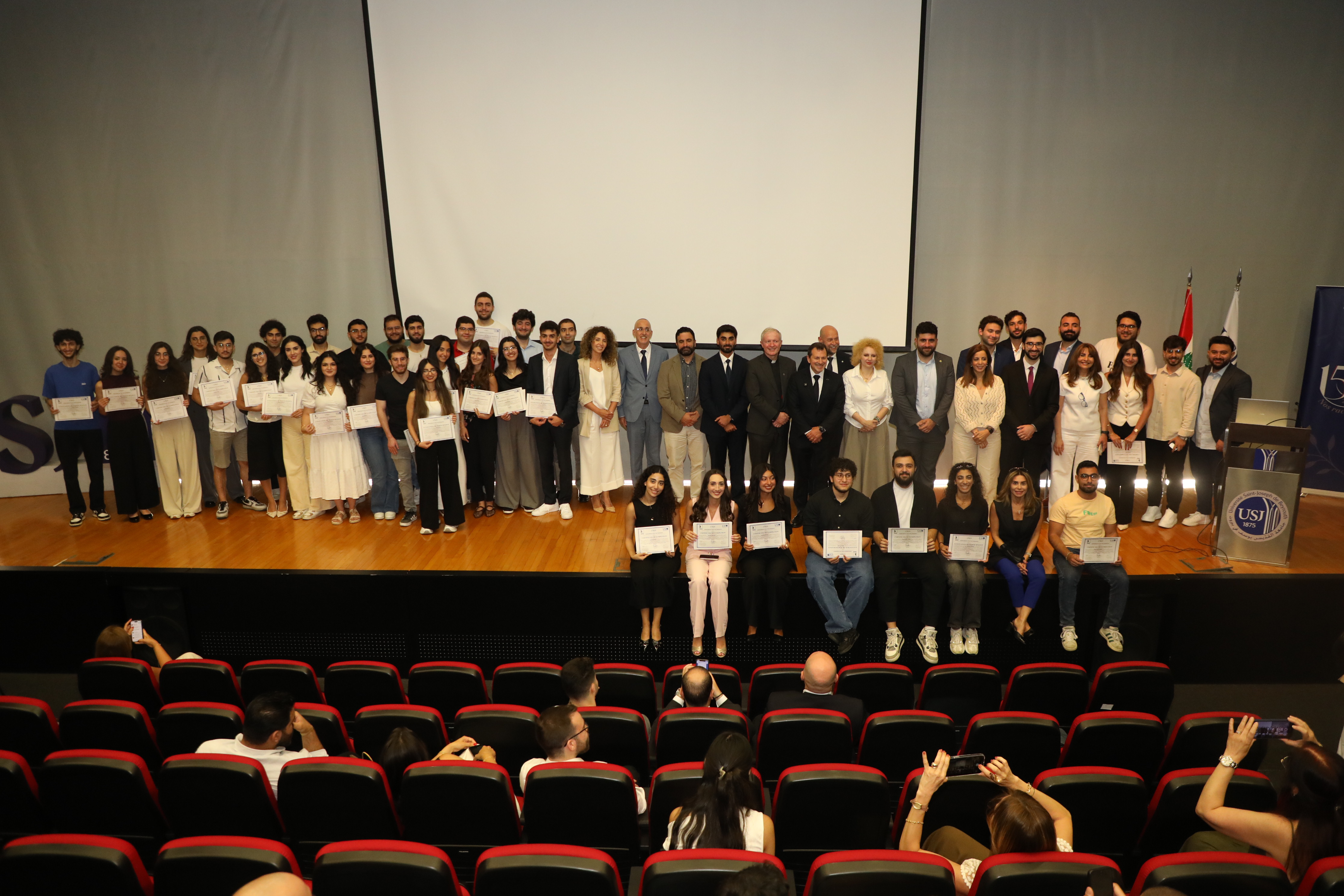 Group photo with certificates of participation at the Code4Lebanon Hackathon
